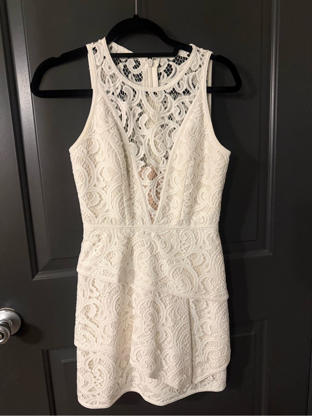 BCBG Ivory Lace Sleeveless Mini Dress
